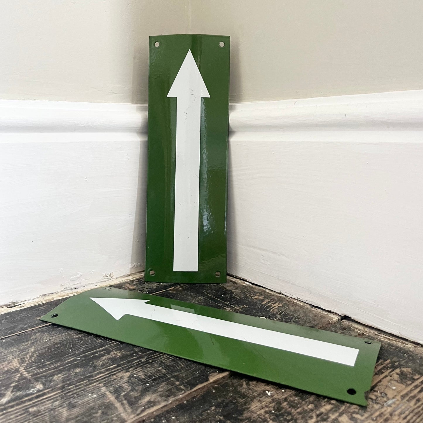 Green Enamel Arrow Sign